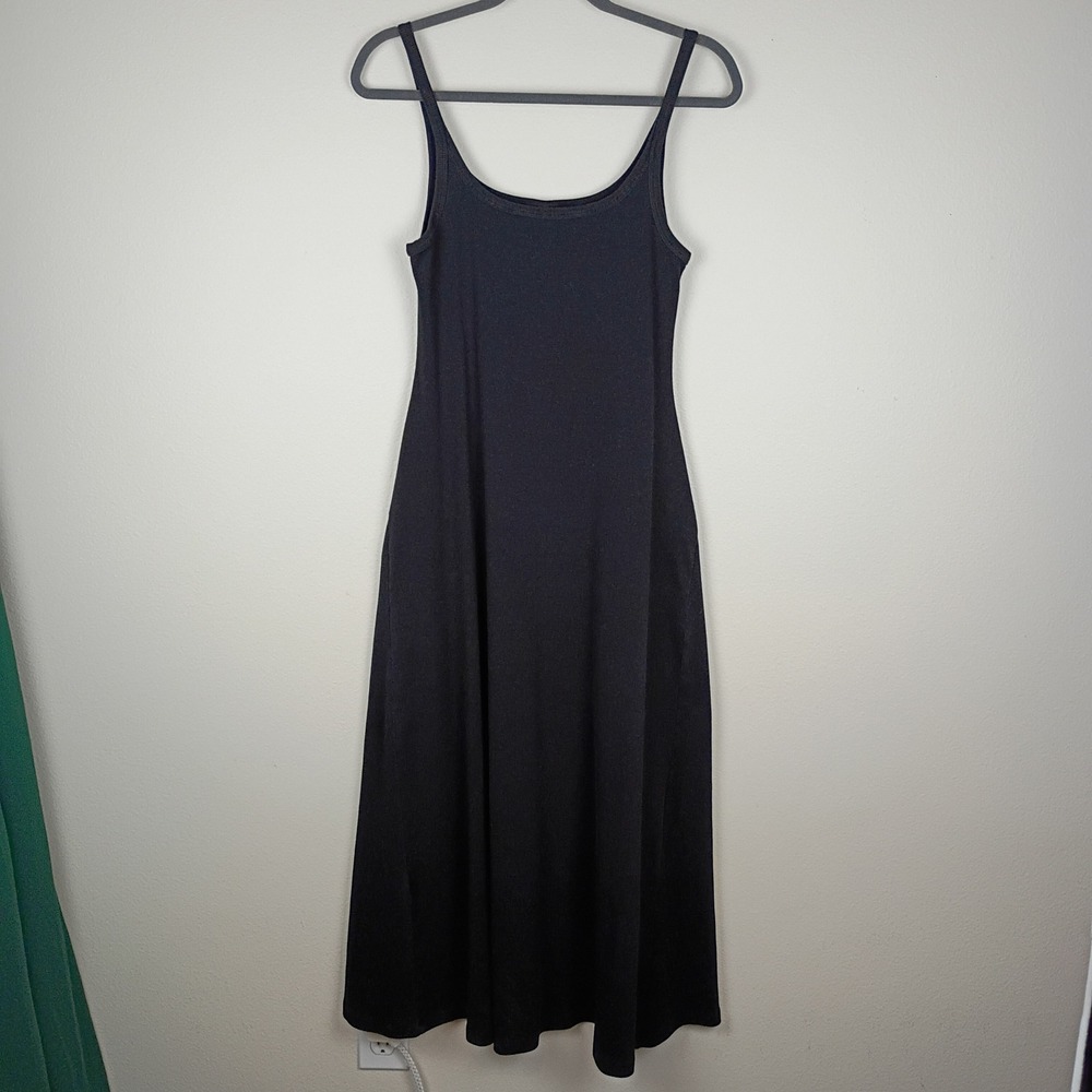 Old Navy Womens Black Ribbed Maxi Dress Spaghetti Strap Scoop Neck Size M - Picture 2 of 7